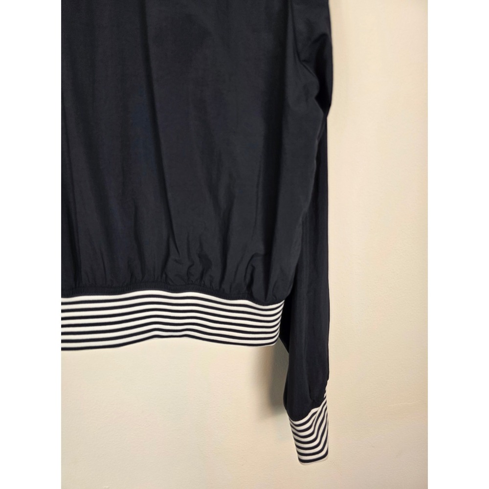 Daily Practice Navy Nylon Cropped Windbreaker Jacket Stripe Collar Womens M - Picture 4 of 7